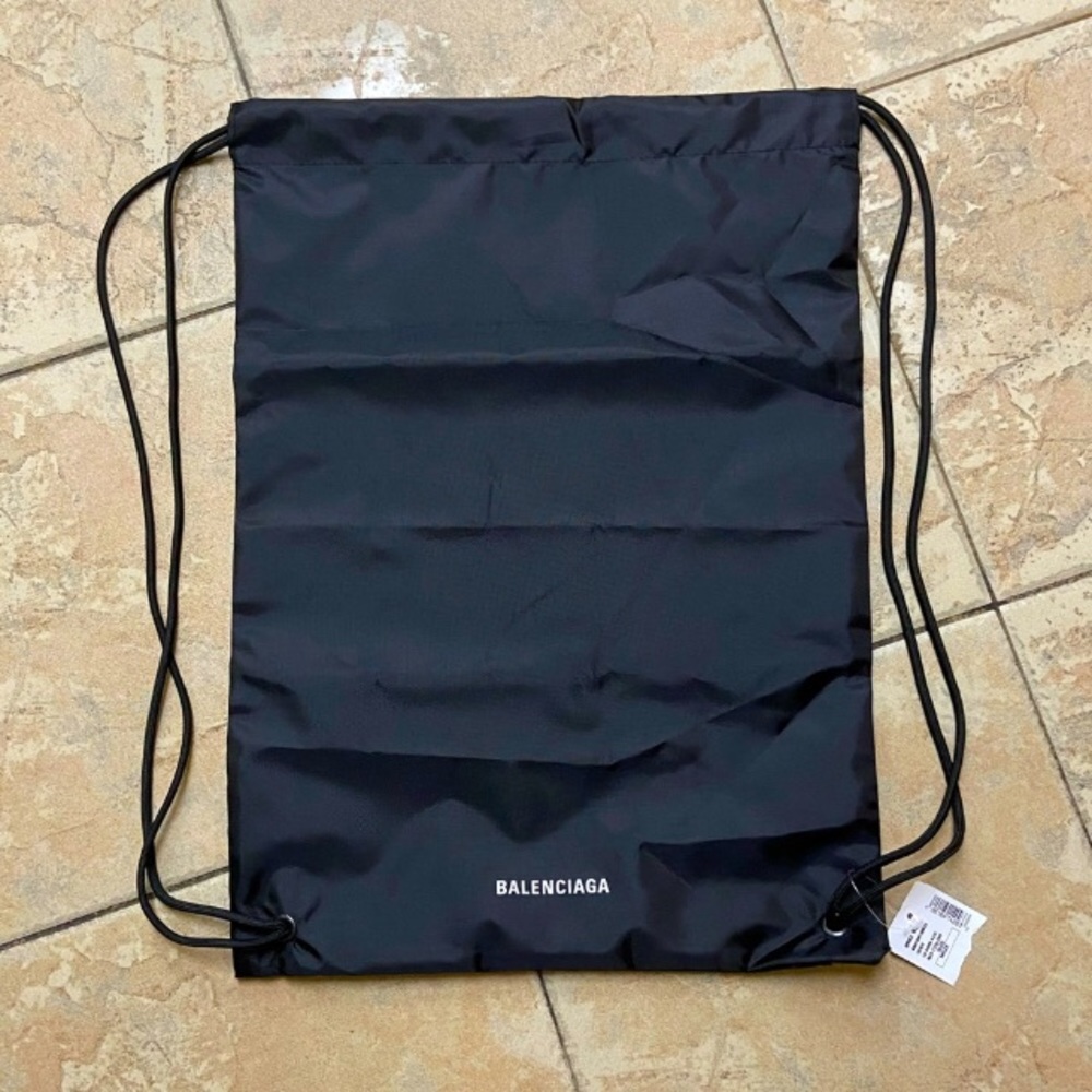 Balenciaga Black Nylon Drawstring Backpack
